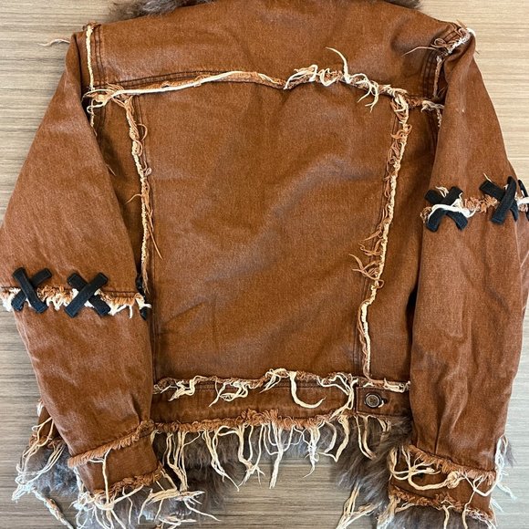 CFIERCE | Matching Brown Teddy Denim Jacket & Hat - Picture 4 of 6